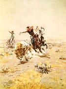 O.H.Cowboys Roping a Steer Charles M Russell